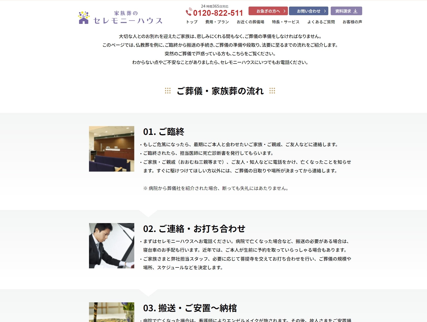 出典：ご葬儀・家族葬の流れ - 【公式】家族葬のセレモニーハウス