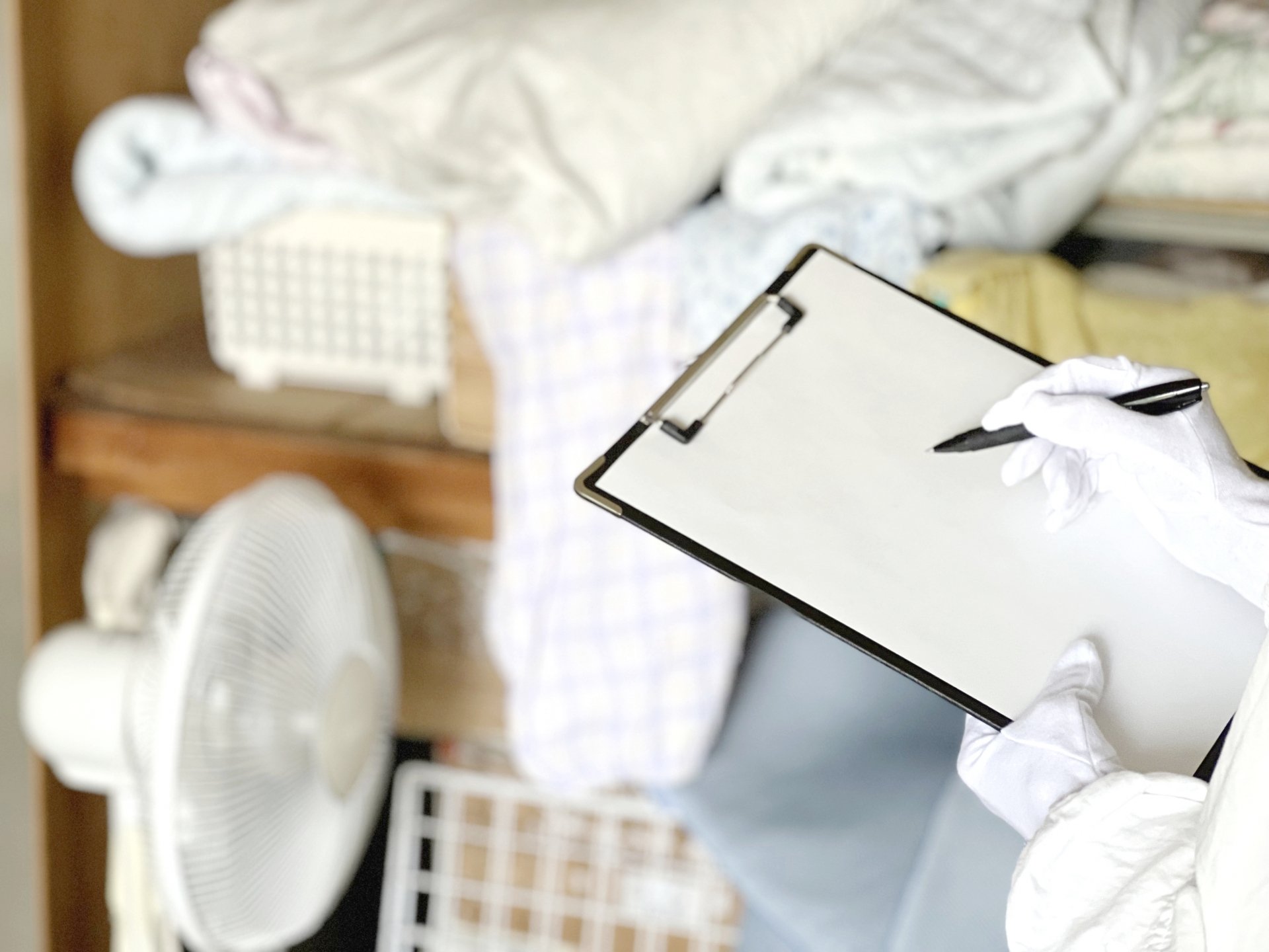 遺族が引き取る遺品の分別を行う遺品整理士のイメージ