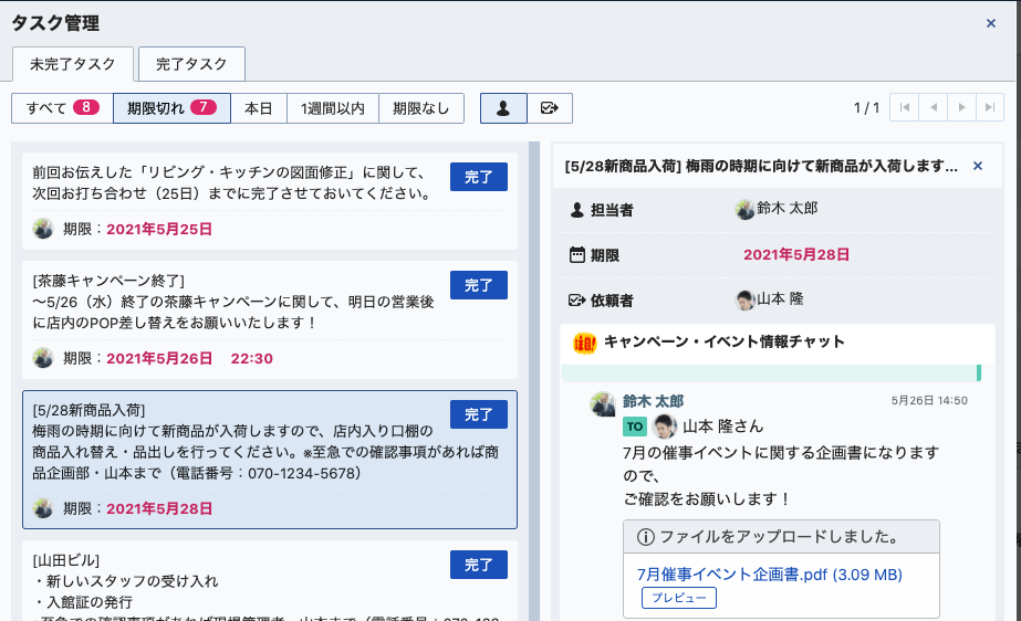 出典：Chatwork（チャットワーク）のタスク管理機能の使い方 | ビジネスチャットならChatwork