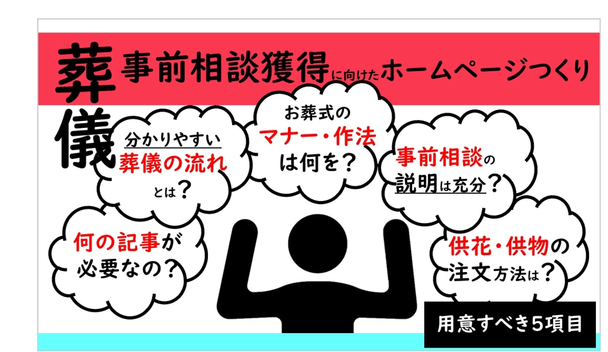 葬儀屋JPの葬儀屋さんのホームページで事前相談獲得のために用意すべきコンテンツ・記事　5選
