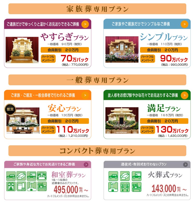 天国社プラン一覧