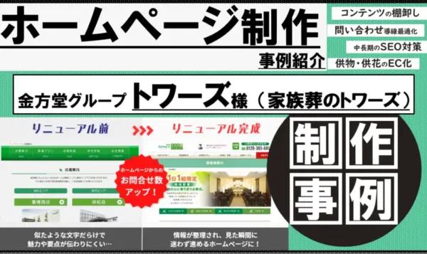葬儀社ホームページのリニューアルで問い合わせ率UP｜情報整理×導線設計の成功事例｜静岡県浜松・豊橋・豊川エリア 家族葬のトワーズ様
