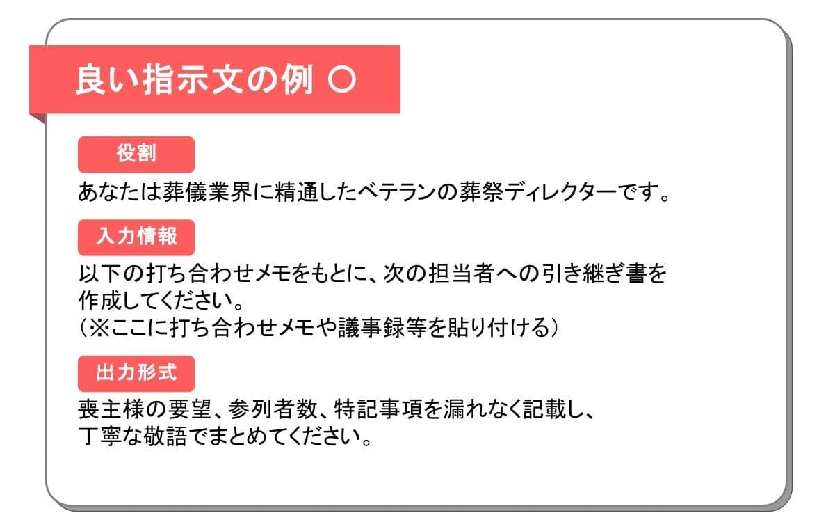 ChatGPTの良い指示文例