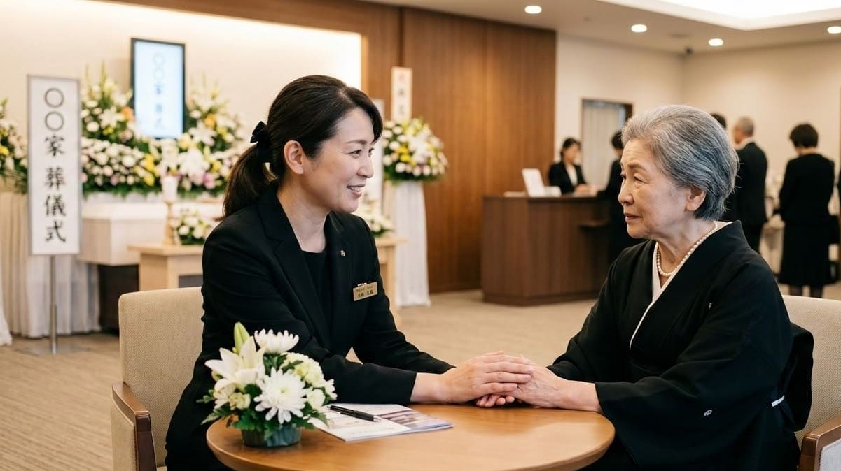 葬儀スタッフと遺族