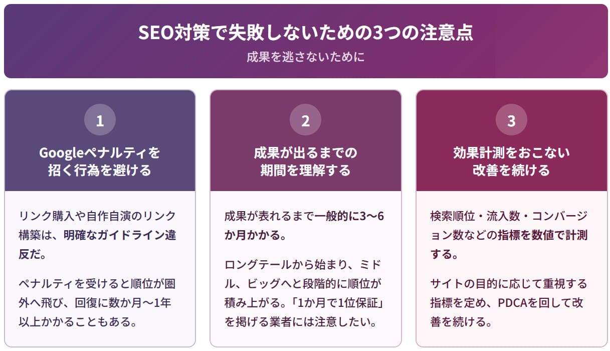 SEO対策の注意点